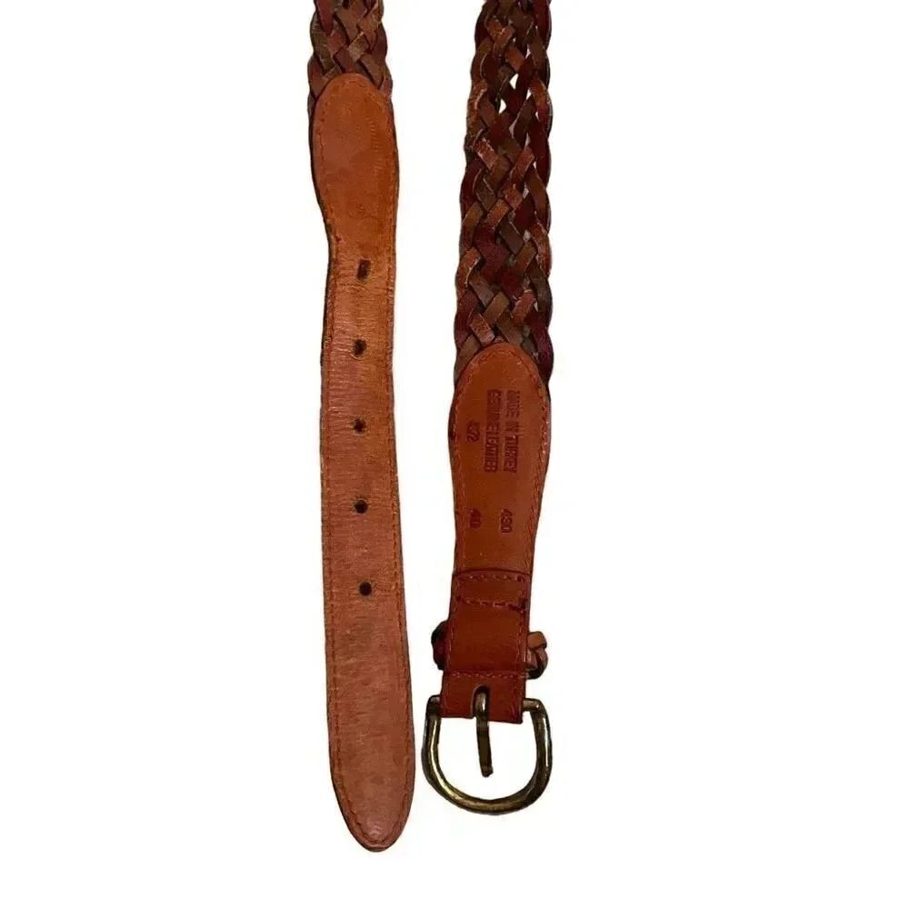 Genuine leather braided belt with gold metal buckle bohemian one size - Picture 5 of 8